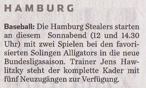 Hamburger Abendblatt, 16.4.2016 Baseball 001