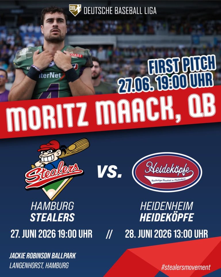 Deutscher Meister zu Gast in Hamburg – Moritz Maack wirft den First Pitch